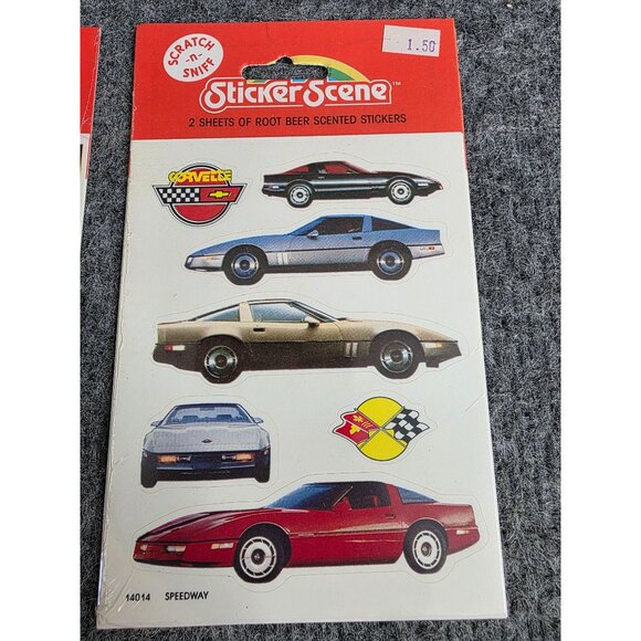 Sticker Scene Corvette Series Scratch N Sniff Root Beer Scented Stickers 1985 Vt - Picture 3 of 4